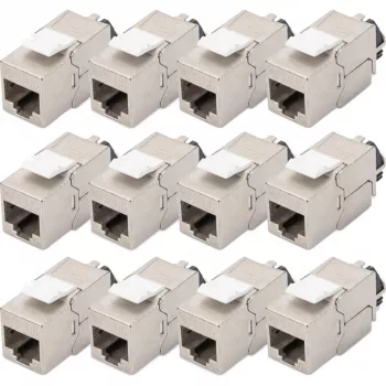 Keystone modulis DIGITUS CAT 6A ekranuotas su išmaniu kabelių tvarkytuvu, plokščias RJ-45, 14,5×34,5×21 mm — 12 vnt.