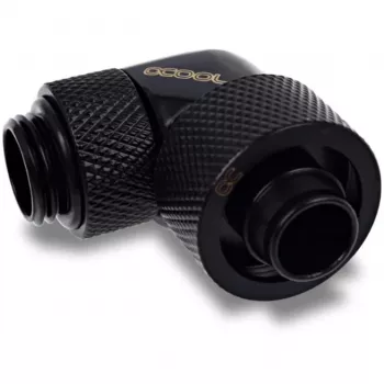 Eiszapfen 16/10mm įsukama jungtis 90° pasukama G1/4, juoda, minkštoms žarnoms (PVC, silikonas, neoprenas)