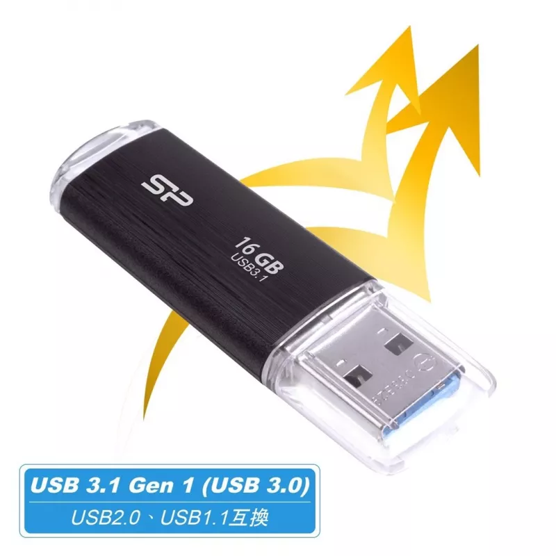 SILICON POWER Blaze B02 USB atmintukas 16 GB USB Type-A 3.2 Gen 1 (SP016GBUF3B02V1K) Juoda
