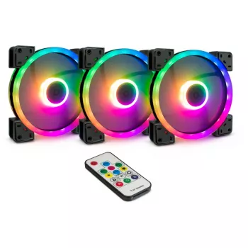 INTER-TECH Argus RGB ventiliatorių rinkinys RS-14 140mm ARGB 3 vnt. juodas