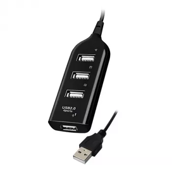 VAKOSS USB stotelė TC-234UX — 4 prievadų USB 2.0 stotelė, DC maitinimas (5V, 1A), juoda