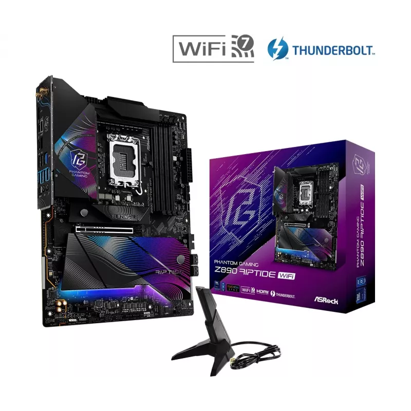 Motininė plokštė ASRock Z890 Riptide WiFi — Intel Z890, LGA1851, ATX, DDR5, 4 DIMM, Wi‑Fi 7, 2.5Gb LAN, Thunderbolt 4