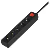 Maitinimo juosta SAVIO LZ-15 — 5 Schuko lizdai, universalus kištukas, 5 m laidas, 2500 W, 10 A, juoda