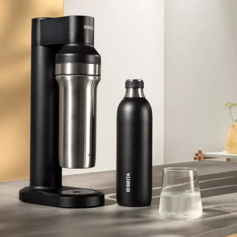 BRITA karbonizavimo butelis 650 ml, nerūdijantis plienas, juodas, tinkamas plauti indaplovėje