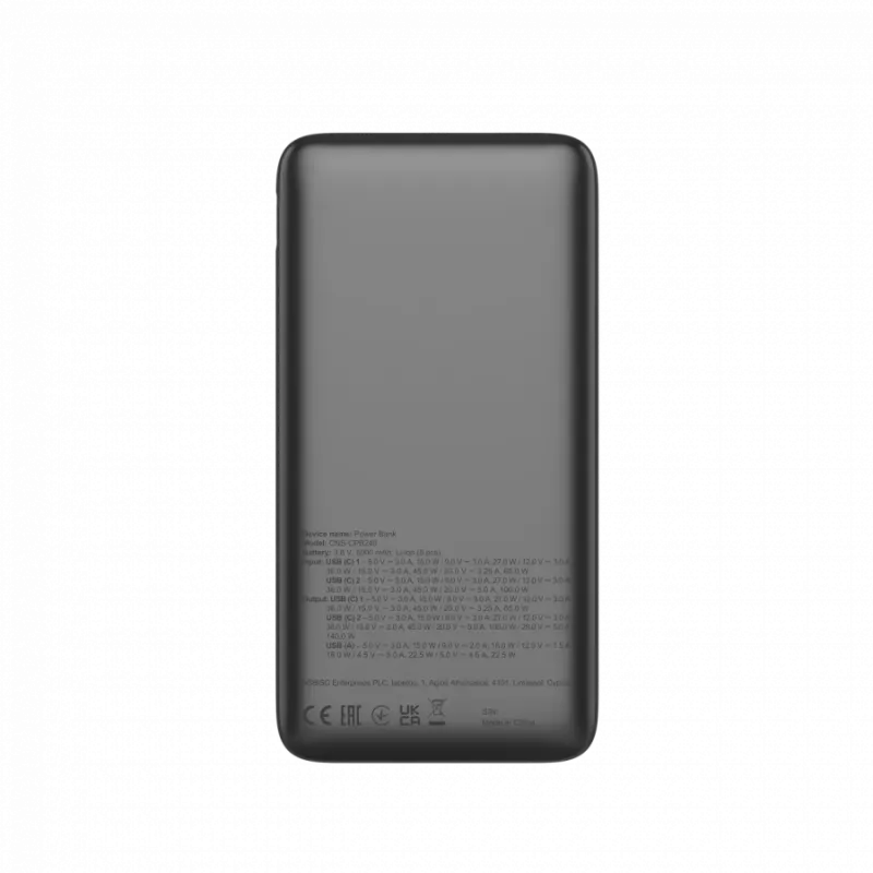 CANYON Power Bank PB-240, 25000mAh PD140W, išmanusis ekranas, tamsiai pilka