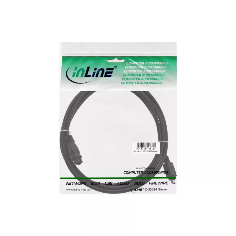 Laidas FireWire 400 į 800 InLine 34901 1m Vyriškas/Vyriškas Juodas