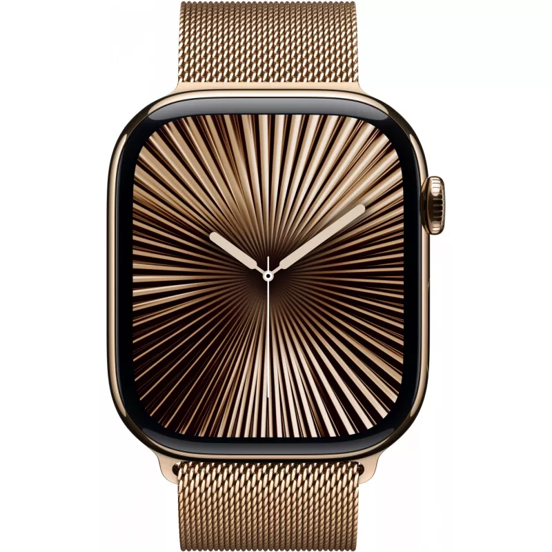 APPLE Watch Series 10 GPS + Cellular 46mm Gold Titanium Case su Gold Milanese Loop - S/M