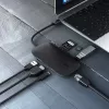 USB-C stotelė nešiojamam kompiuteriui AUKEY CB-C71 — 3x USB‑C (USB 3.2 Gen1), HDMI, RJ‑45, MicroSD, USB PD 100W, 0,15 m kabelis, juoda