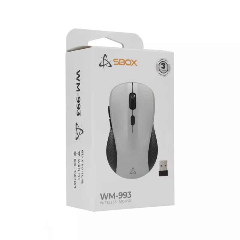 SBOX WM-993 sidabrinė belaidė pelė USB Type-A