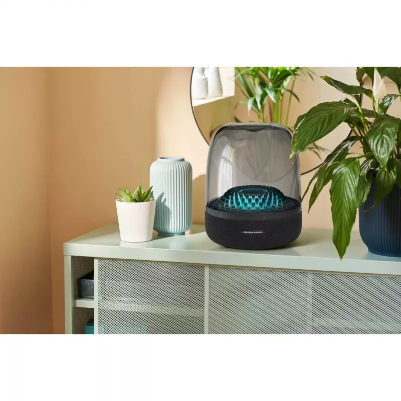 Belaidis garsiakalbis Harman/Kardon Aura Studio 4 — 100 W, 3 tvarkyklės, 45–20000 Hz, juoda/permatoma
