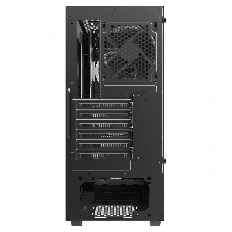 PC korpusas SAVIO Noctis Flow – Cube Mini-ITX/Micro-ATX/ATX, 3x120mm priekyje, 1x120mm gale, 2x3.5 colio + 3x2.5 colio lizdai, grūdintas stiklas
