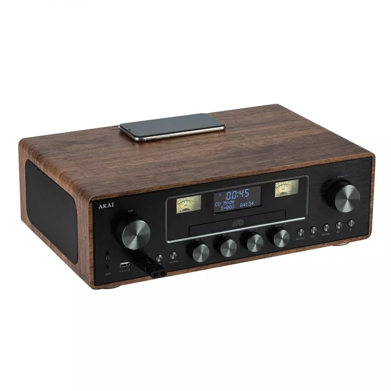 Mikro hi-fi sistema AKAI AM-100 RHAPSODY – kompaktiška garso mini sistema su integruotu stiprintuvu ir CD/USB atkūrimu