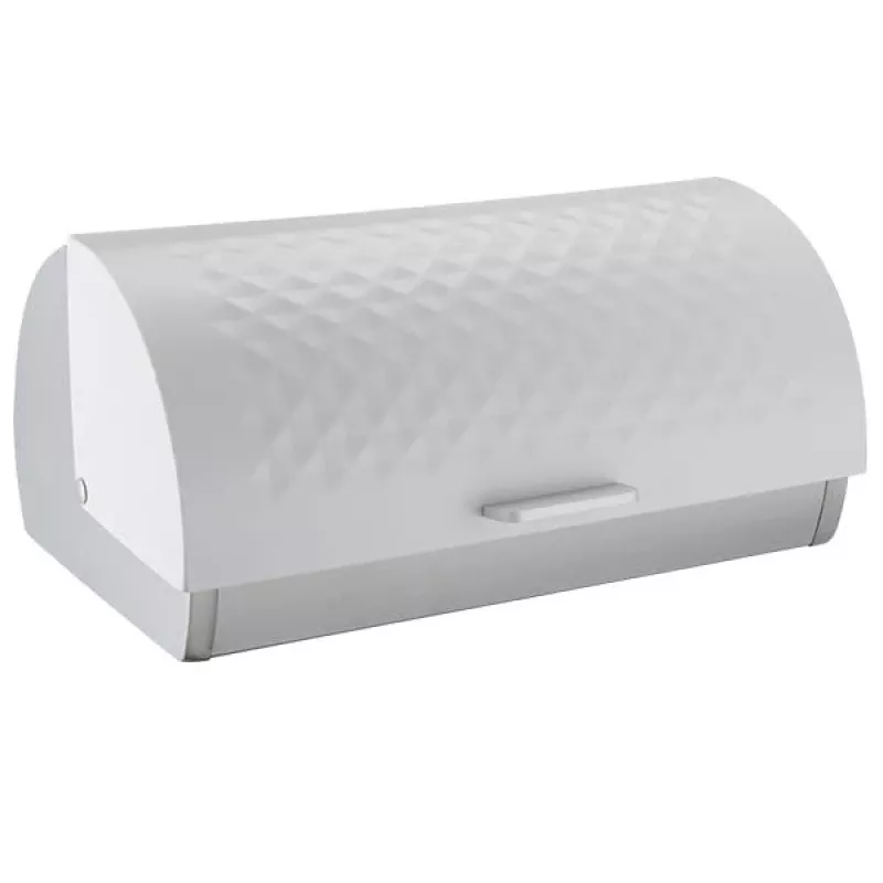Dėžutė duonai Maestro MR-1676-WHITE, nerūdijančio plieno dangtis su vyriais, balta, 385×255×190 mm