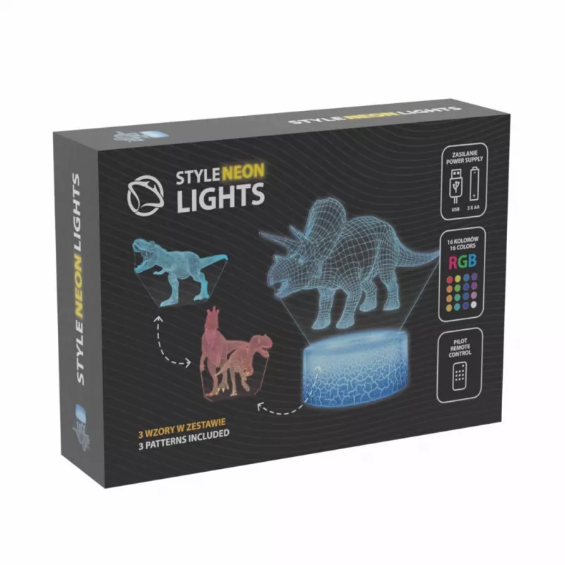 Stalinė LED lempa MANTA SNL117RGB RGB 3D dinozaurų šviesos dekoracija