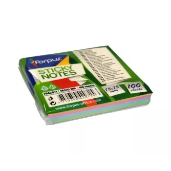 Lipnūs lapeliai FORPUS FO42071 75×75 mm, bloknotas 4 pastelinių spalvų mišinyje