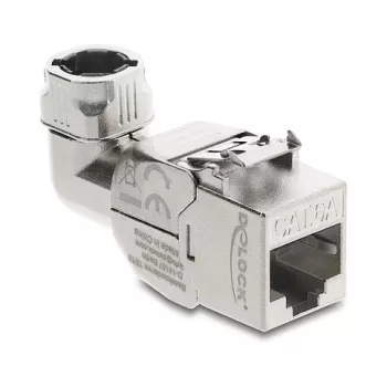 DeLOCK Keystone modulis RJ45 kištukas į LSA Cat.6A metalinis fiksatorius beįrankis 90° kampu ekranuotas