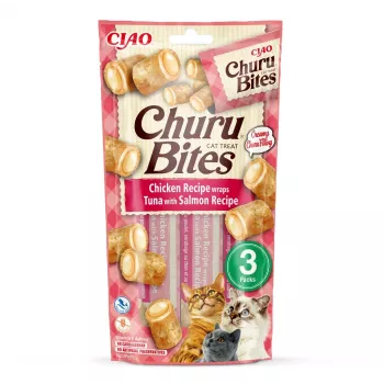 INABA Churu Bites vištiena su tunu ir lašiša - skanėstai katėms - 3x10 g