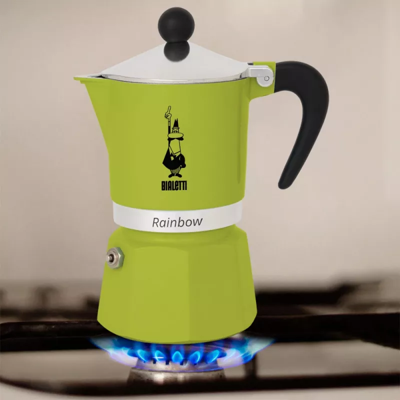 Bialetti Rainbow Moka puodas juodas, žalias