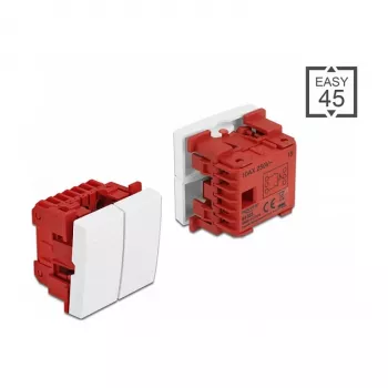 Mygtukinis jungiklis DELOCK Easy 45 1P Baltas — 250 V AC, 10 A, 45×45×37 mm