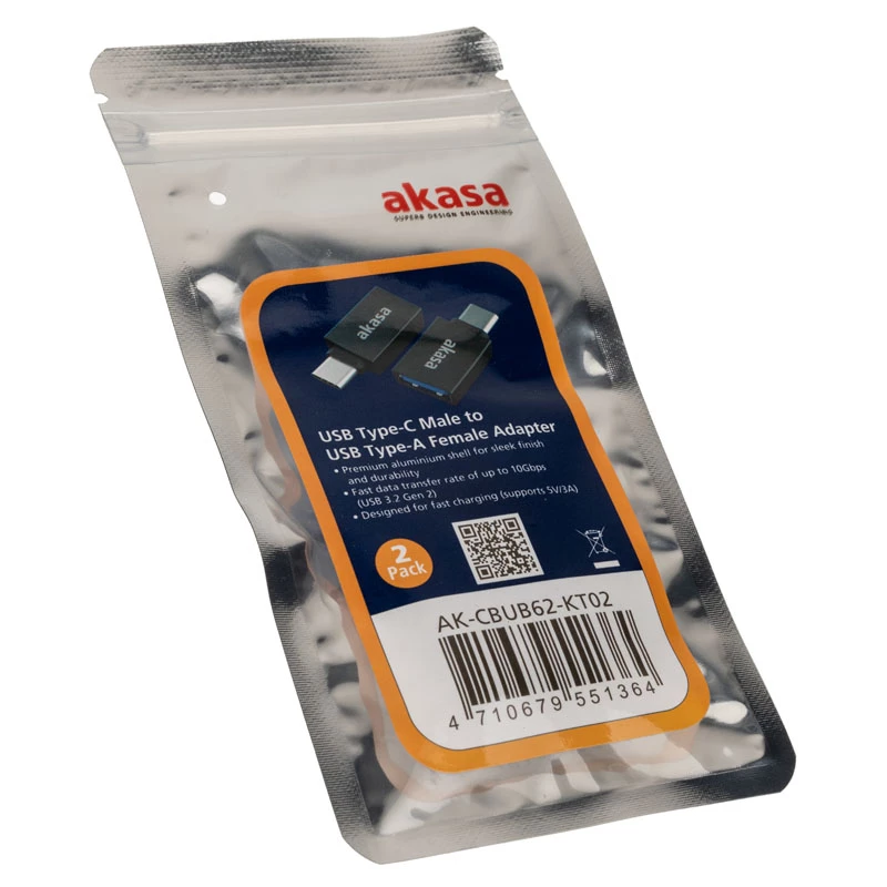 Lyties keitiklis USB Type-C į USB Type-A Akasa AK-CBUB62-KT02 (2 vnt.)