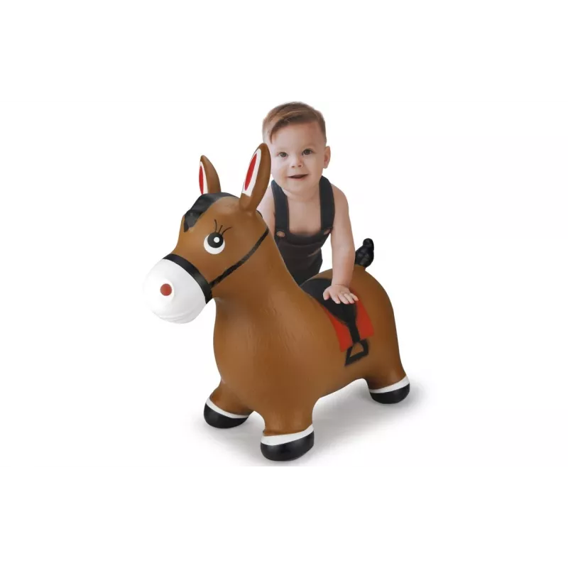 Pripučiamas šokinėjantis žaislas gyvūnėlis Jamara Hopping Animal Horse rudas su pompa