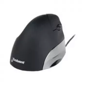 BakkerElkhuizen Evoluent Standard, dešinė ranka, vertikalus dizainas, optinė, USB-A, 1500 DPI, juoda, pilka, sidabrinė