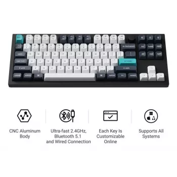 Belaidė klaviatūra Keychron Q3 Max RGB/CARBON Black Q3M-M4