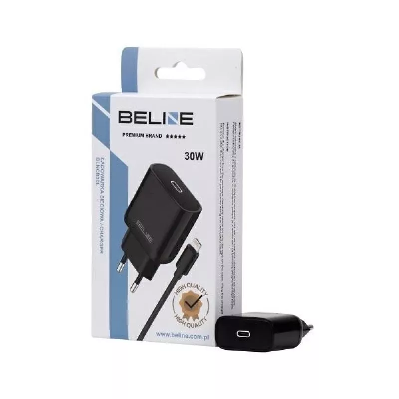 Beline Beli02174 30W USB-C į Lightning įkroviklis su juodu kabeliu