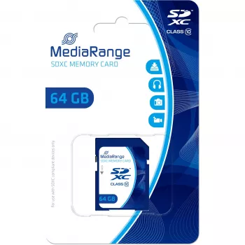MediaRange 64GB SDXC atminties kortelė Class 10 mėlyna (MR965)