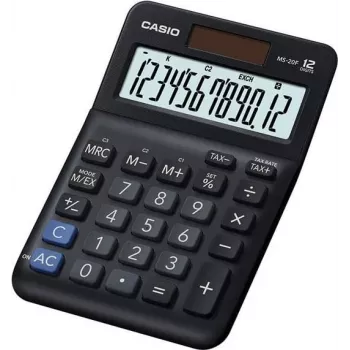 Skaičiuotuvas stalinis Casio MS-20F, 12 skaitmenų, juodas, saulės/baterijos