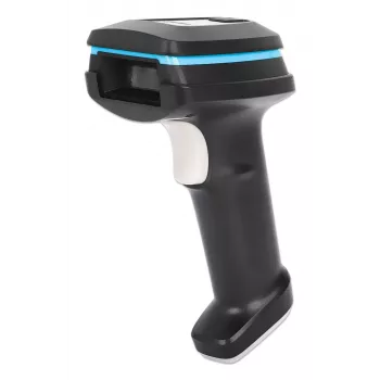 Manhattan 2D ilgo nuotolio LED brūkšninių kodų skaitytuvas, USB, 450 mm nuskaitymo gylis, maksimalus aplinkos apšvietimas 100 000 liuksų (saulės šviesa), palaikomos simbolikos – 1D (x21 versijos) ir 2D (x10 versijos), RJ45 į USB 1,8 m laidas (USB-A), juod