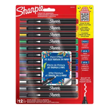 Sharpie Creative Marker akriliniai dažų rašikliai 12 vnt. juodi smailiu antgaliu
