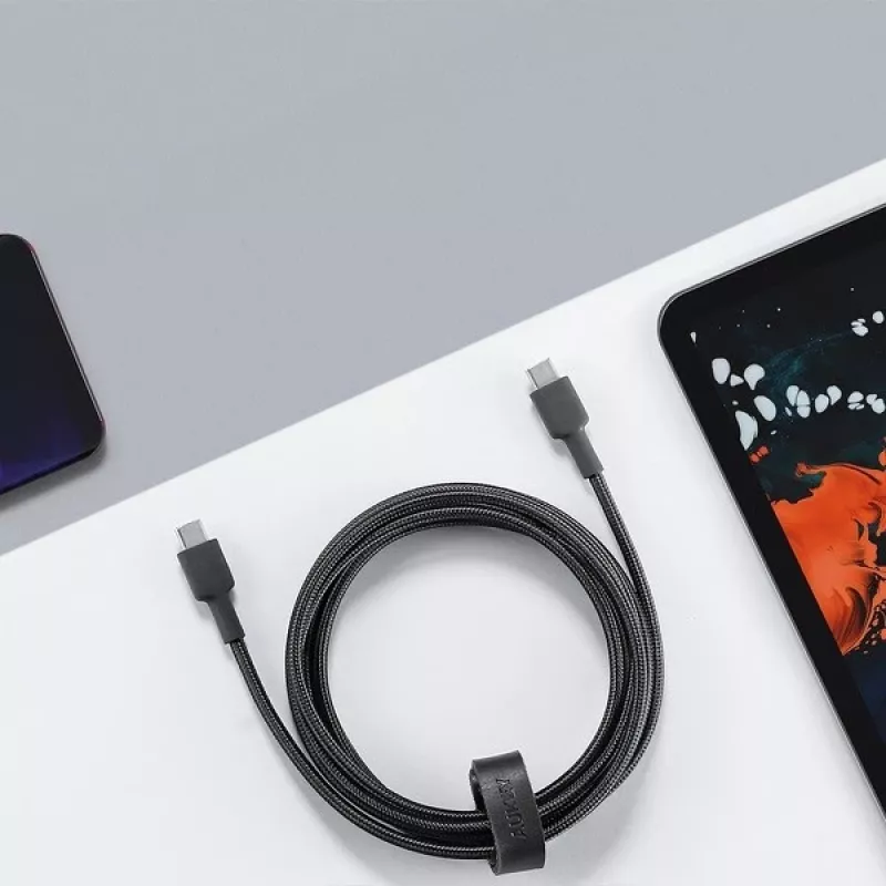 Aukey CB-CD45 USB-C į USB-C kabelis, Quick Charge, 0,9 m, juodas