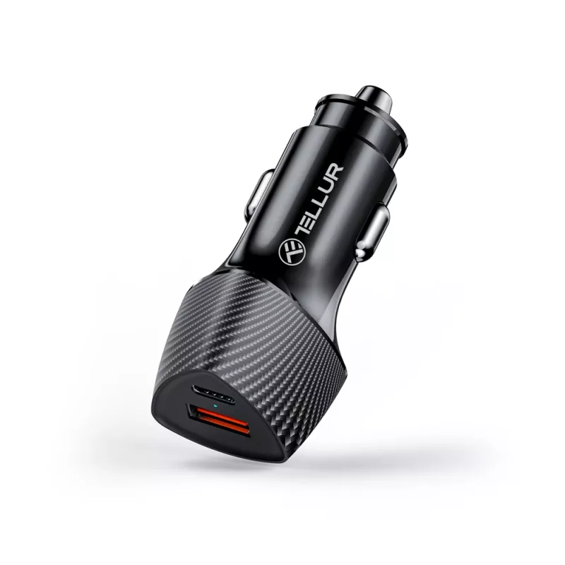 Automobilinis kroviklis Tellur FCC10 38W 6A PD20W QC3.0 – USB-C ir USB-A maitinimo adapteris