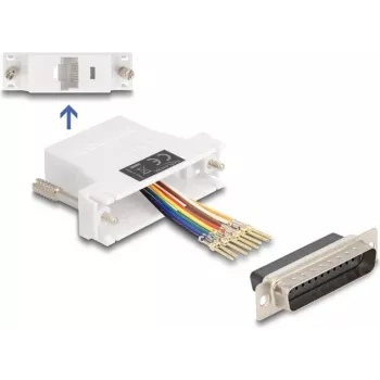 DeLOCK D-Sub 25 pin moteriškas į RJ45 moterišką surinkimo rinkinys baltas VGA RJ-45