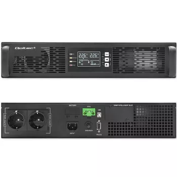 Qoltec 52285 nepertraukiamo maitinimo šaltinis (UPS) Dvigubos konversijos (Online) 1 kVA 1000 W 2 AC išėjimai