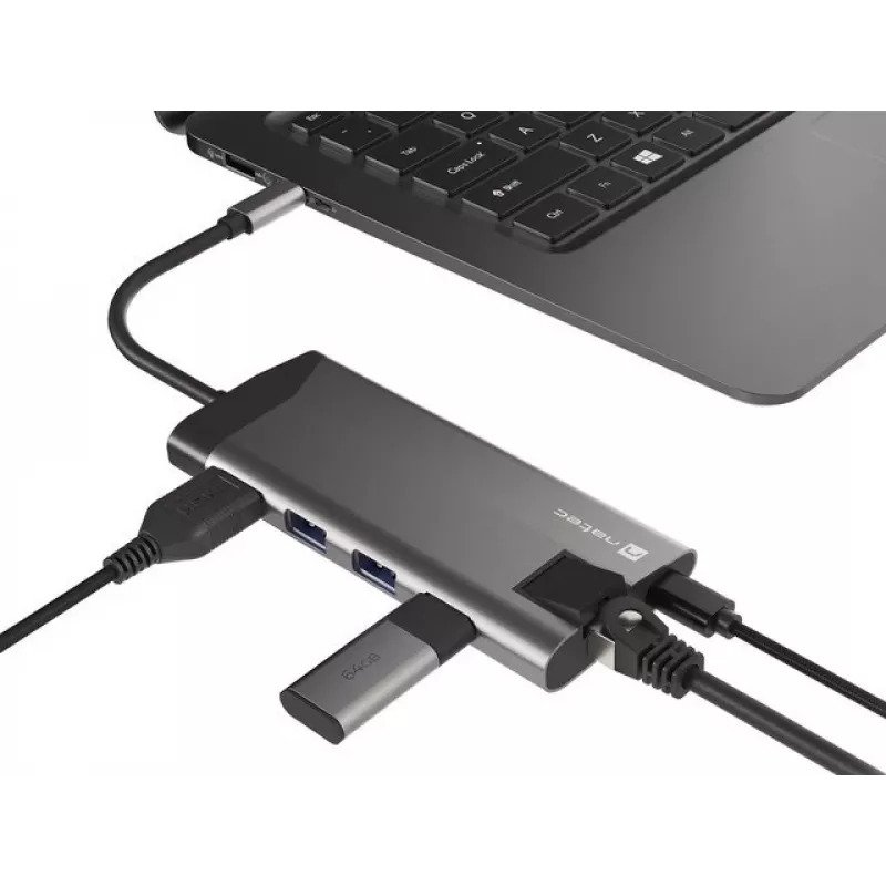 NATEC Fowler Plus USB Type-C juodai pilkas MicroSD SD centras