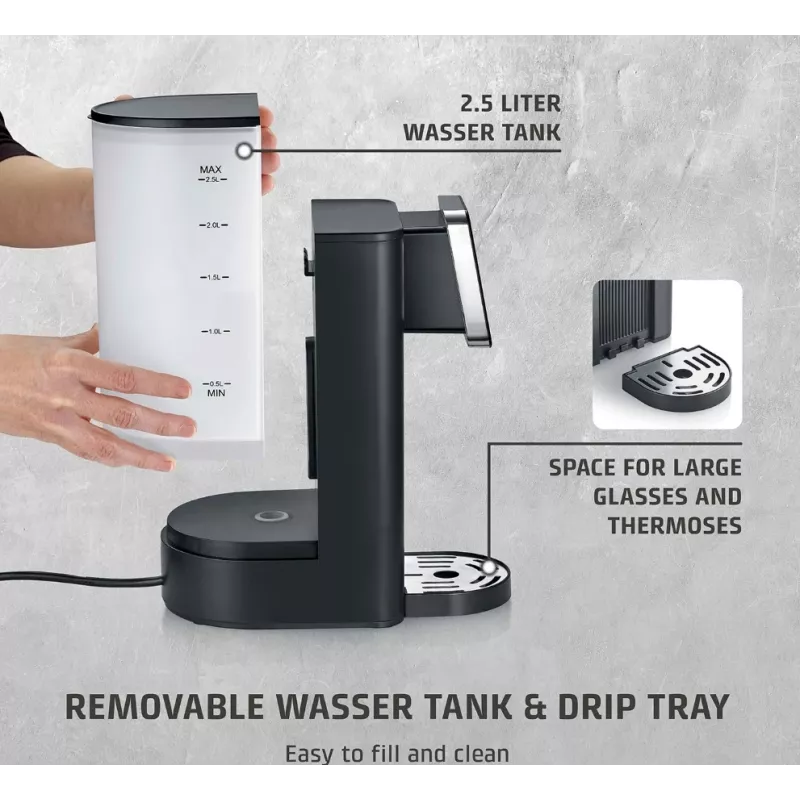 Caso Turbo Hot Water Dispenser HW 616 | Vandens dozatorius | 2600 W | 2,5 L | Plastikas/Nerūdijantis plienas | Juoda/Nerūdijantis plienas