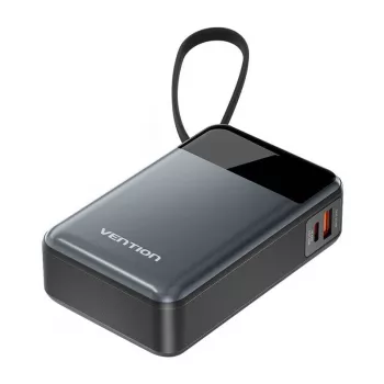 Nešiojamas powerbank Vention FHYB0 20000mAh 65W, 2× USB-C, 1× USB-A, juodas