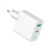 Sieninis maitinimo adapteris 220V GEMBIRD, universalus, 1× USB Type-C PD 20W, 1× USB-A 3.0 QC 18W, LED indikatorius, baltas