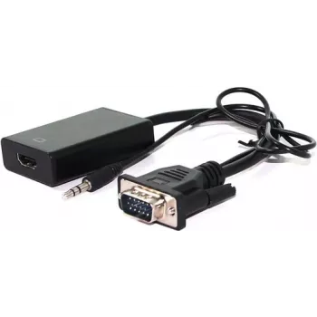 VALUE HDMI adapteris – HDMI / VGA / Audio – HDMI (mot.) į HD-15, stereo mini lizdą (kišt.) – 15 cm – Juoda (12.99.3117)