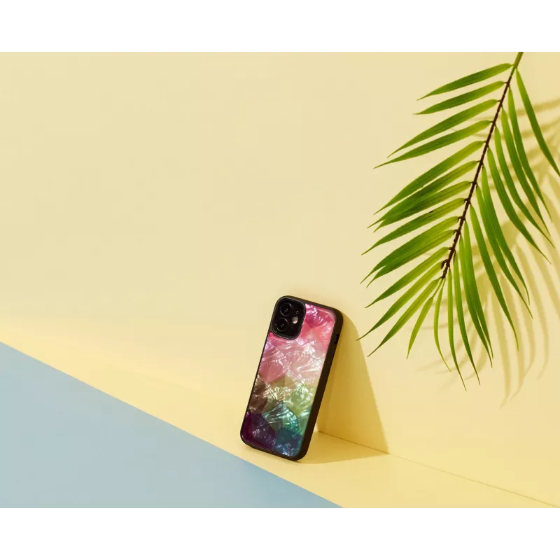 Apsauginis dėklas iKins Apple iPhone 12 mini — vandens gėlių raštas, juodas