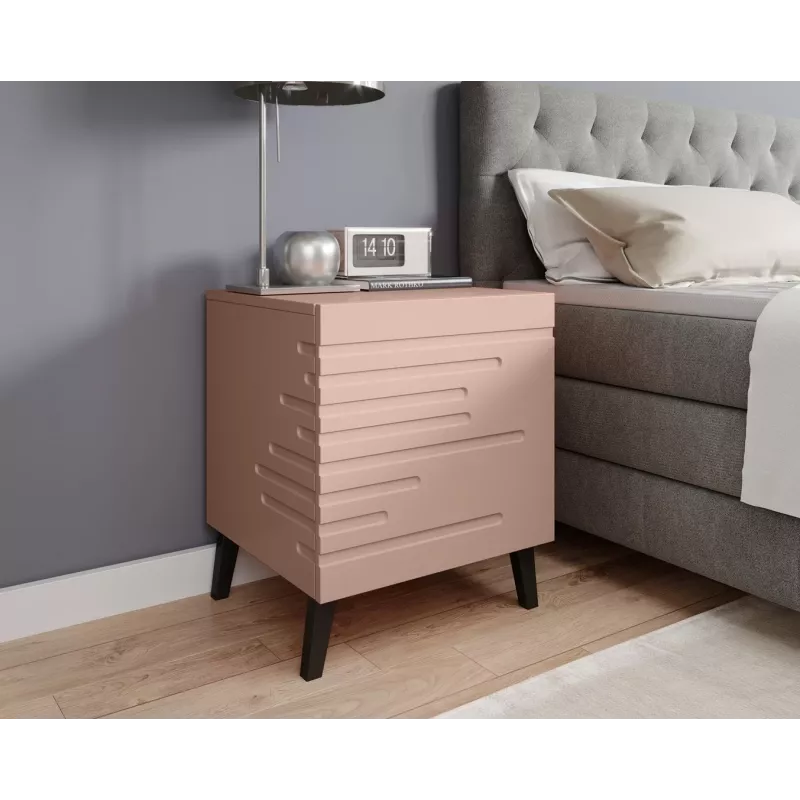 Naktinis staliukas cama meble NOVA 44x40x52 cm matinis rožinis, 1 stalčius, 16 mm korpusas
