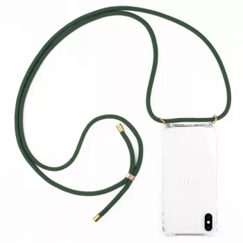 Telefono dėklas-pakabukas Lookabe iPhone X / Xs – auksinis su žalia juostele