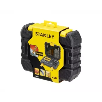 Įrankių rinkinys STANLEY STA88546 – 50 dalių universalus grąžtų ir dirbtuvių komplektas su dėklu, skirtas medžiui