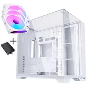 Lian Li O11 Vision Compact - Balta + 3x UNI FAN SL-INF 120 ARGB Reverse Blade PWM 120mm (su valdikliu)