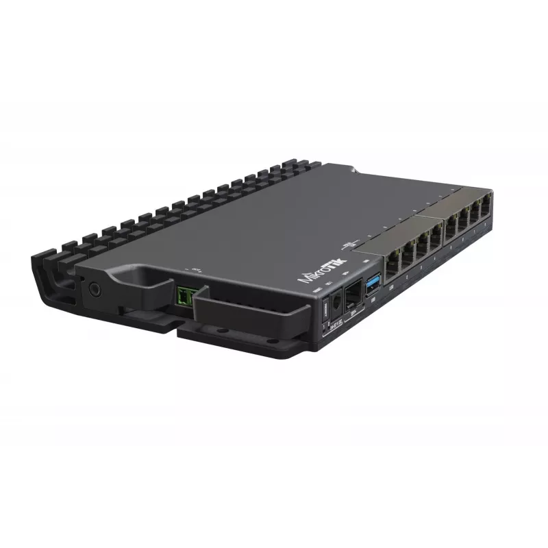 Laidinis maršrutizatorius MikroTik RB5009UG+S+IN — 1x RJ-45, 7x Gigabit varis, 1x SFP+, PoE, DC, 2.5GbE sąsaja, juodas
