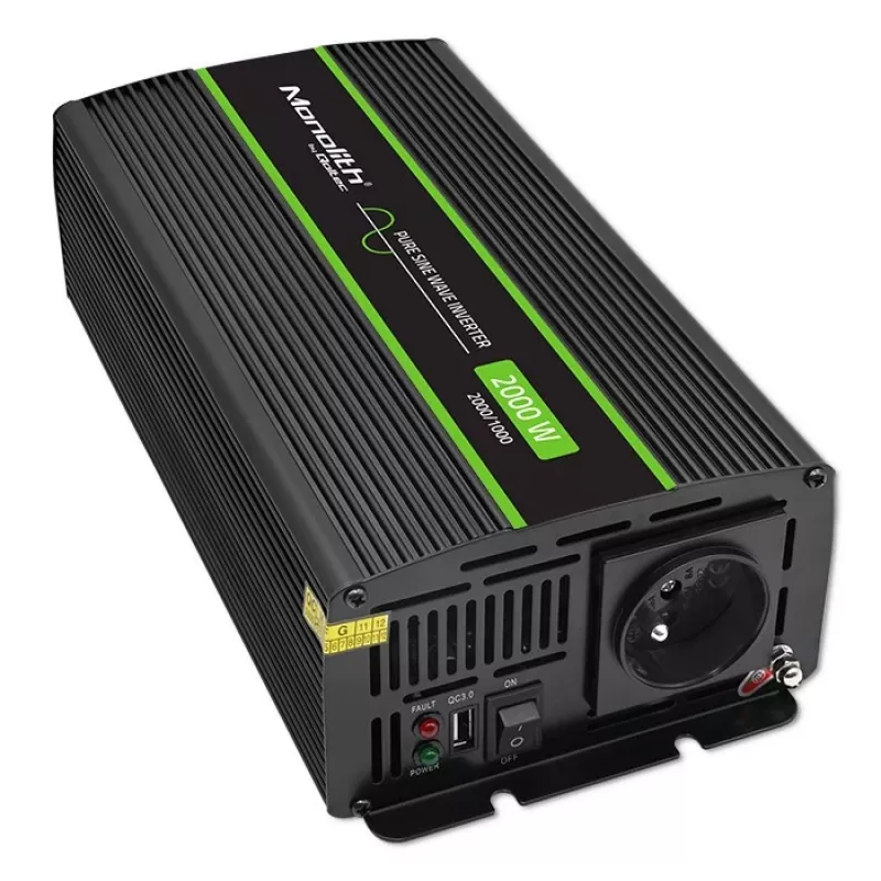 Automobilinis keitiklis Qoltec Monolith 2000 W juodas 24 V