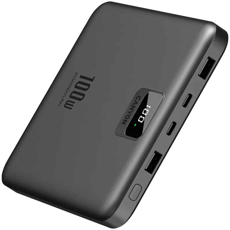 Canyon PB-2008 - Powerbank - Li-Pol - 20 000 mAh - tinkamas nešiojamiems kompiuteriams - skaitmeninis ekranas - USB-C įvestis