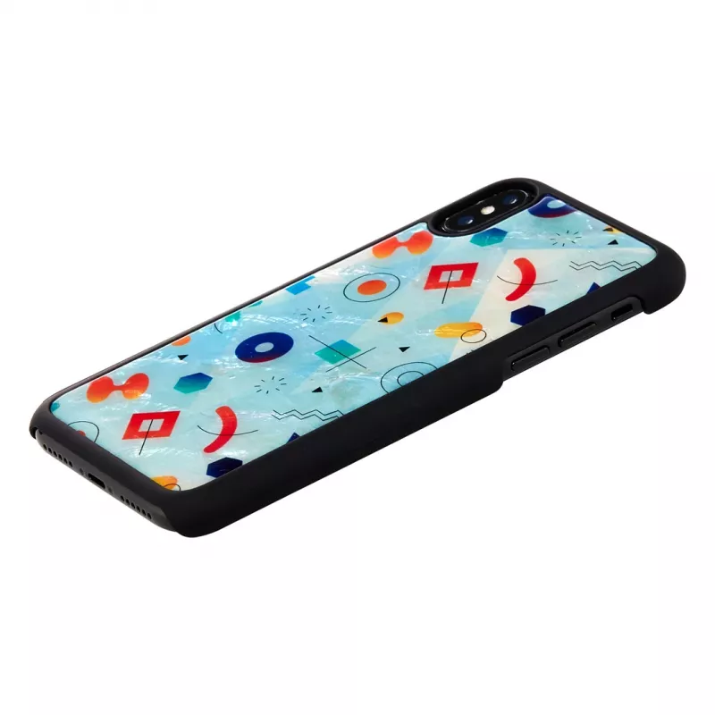iKins apsauginis dėklas iPhone XS / XS Max juodas uolienų dizainas, apsauginis galinis dangtelis
